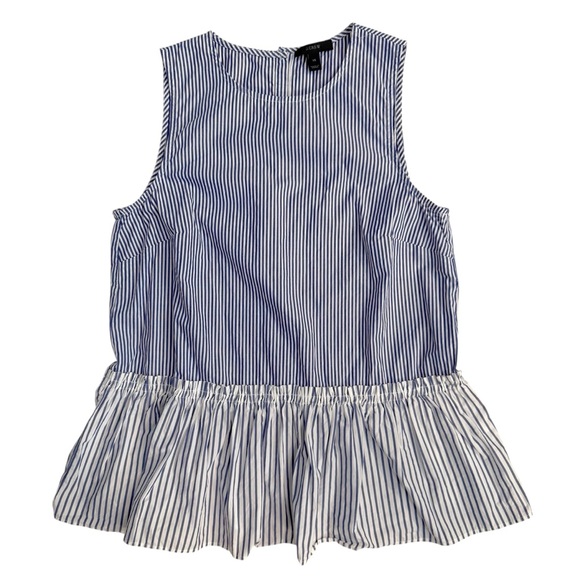 J.Crew Blue & White Striped Peplum Top 100% Cotton Size XS - Picture 6 of 10